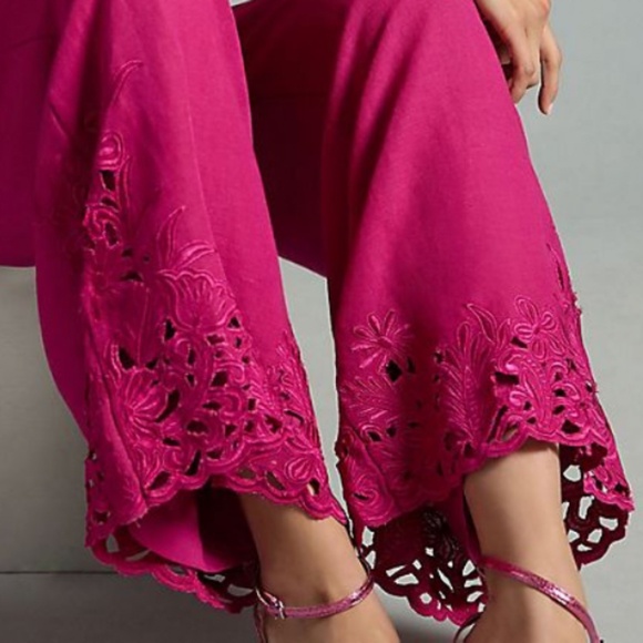 Anthropologie Cutwork Linen Jumpsuit | Sz 4 - Picture 6 of 6